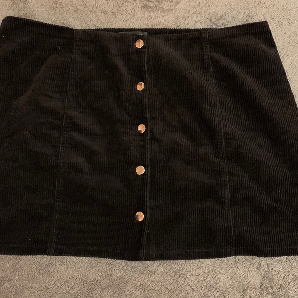 Black corduroy mini skirt
